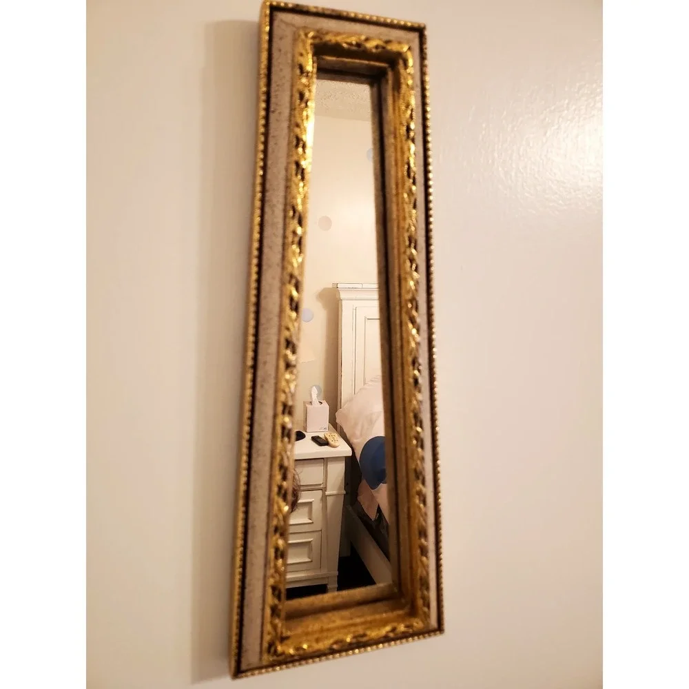 Vintage E.A. Riba Co. Gold Keyhole Mirror - Mid-Century Brooklyn NY Accent